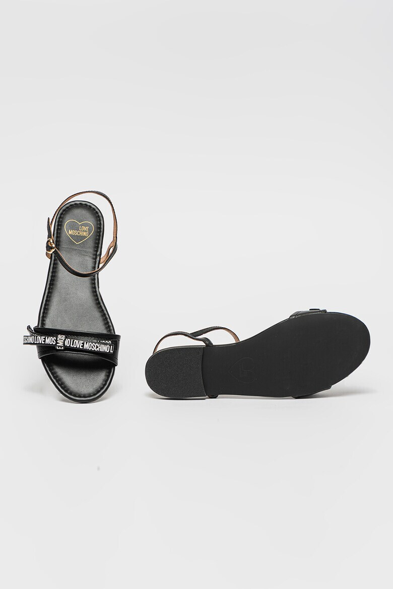 Love Moschino Кожени сандали с лого - Pepit.bg
