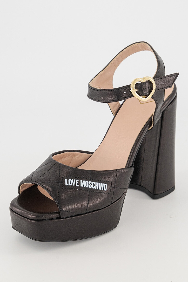 Love Moschino Кожени сандали с масивен ток - Pepit.bg