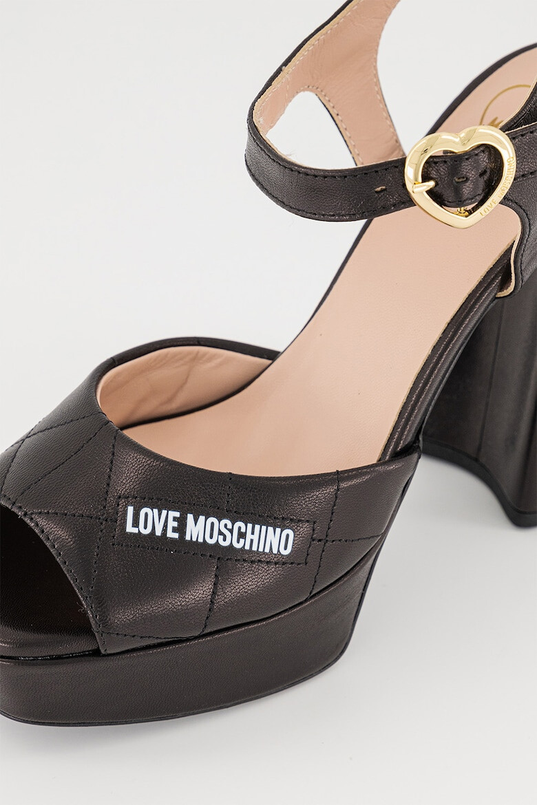 Love Moschino Кожени сандали с масивен ток - Pepit.bg