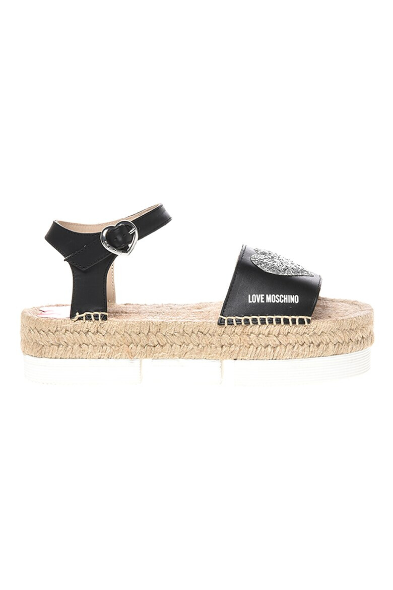 Love Moschino Кожени сандали с равна платформа - Pepit.bg