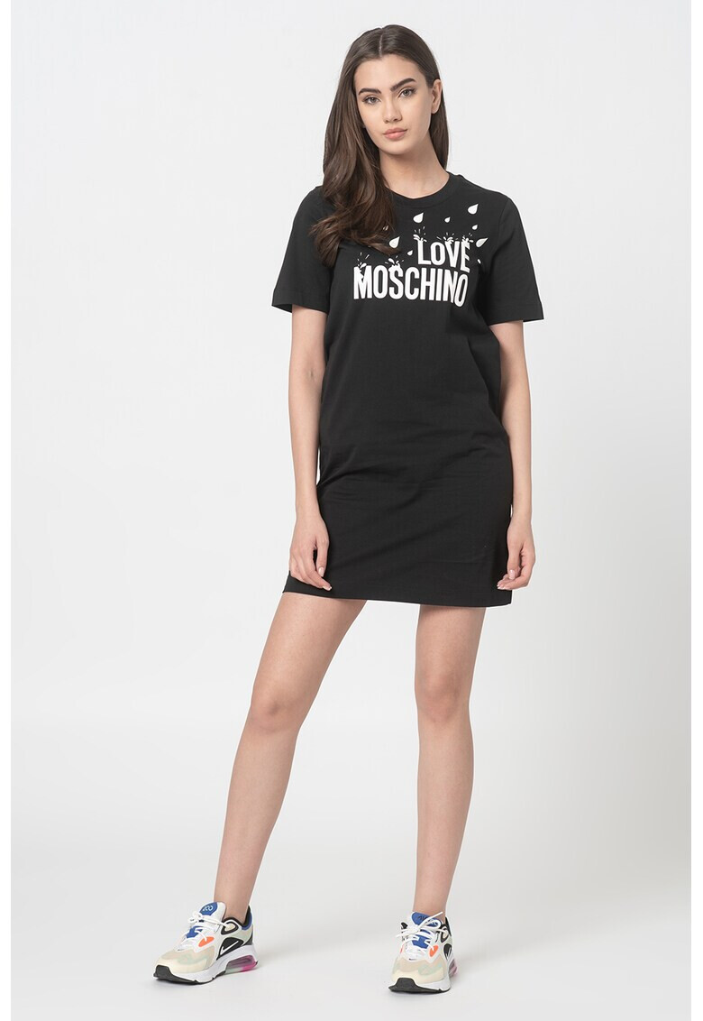 Love Moschino Къса рокля тип тениска с лого - Pepit.bg