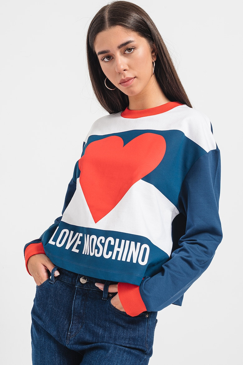 Love Moschino Памучна блуза с уголемено лого - Pepit.bg