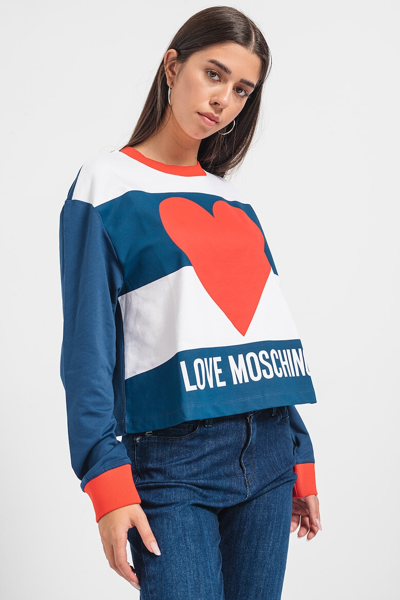 Love Moschino Памучна блуза с уголемено лого - Pepit.bg