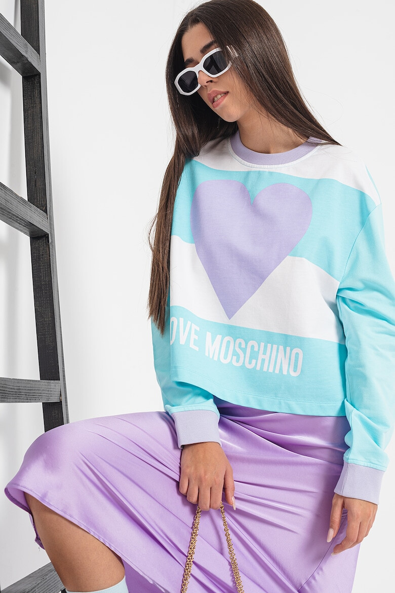 Love Moschino Памучна блуза с уголемено лого - Pepit.bg