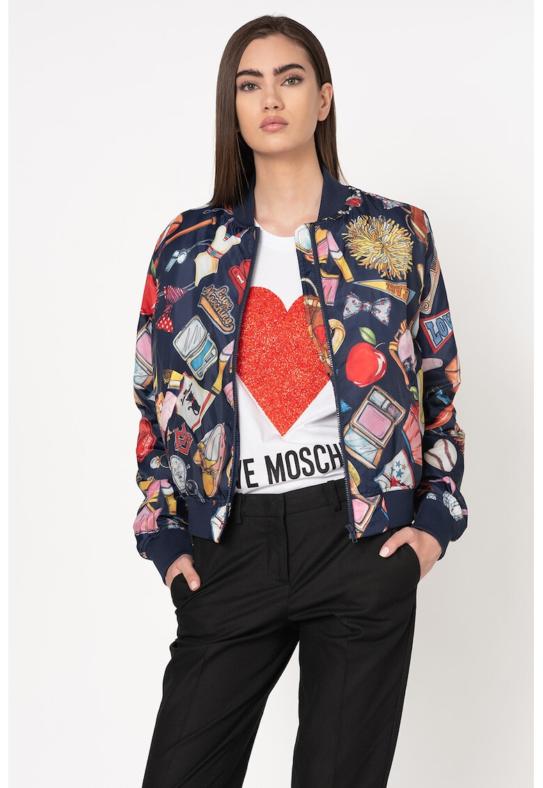 Love Moschino Подплатено яке бомбър с щампа - Pepit.bg