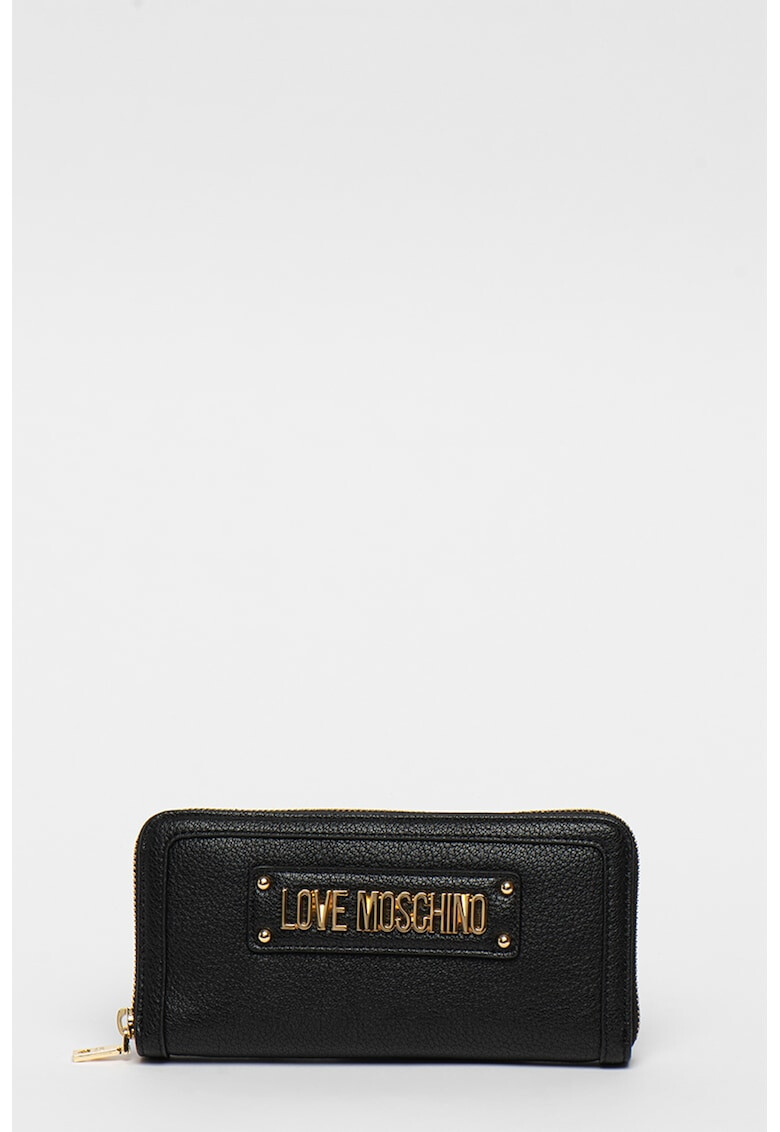 Love Moschino Портфейл от еко кожа с метално лого и цип - Pepit.bg