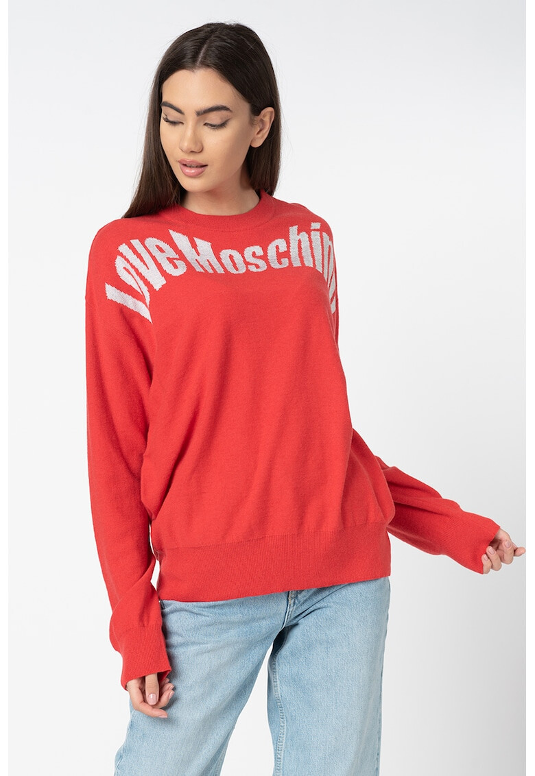 Love Moschino Пуловер с вълна с лого - Pepit.bg
