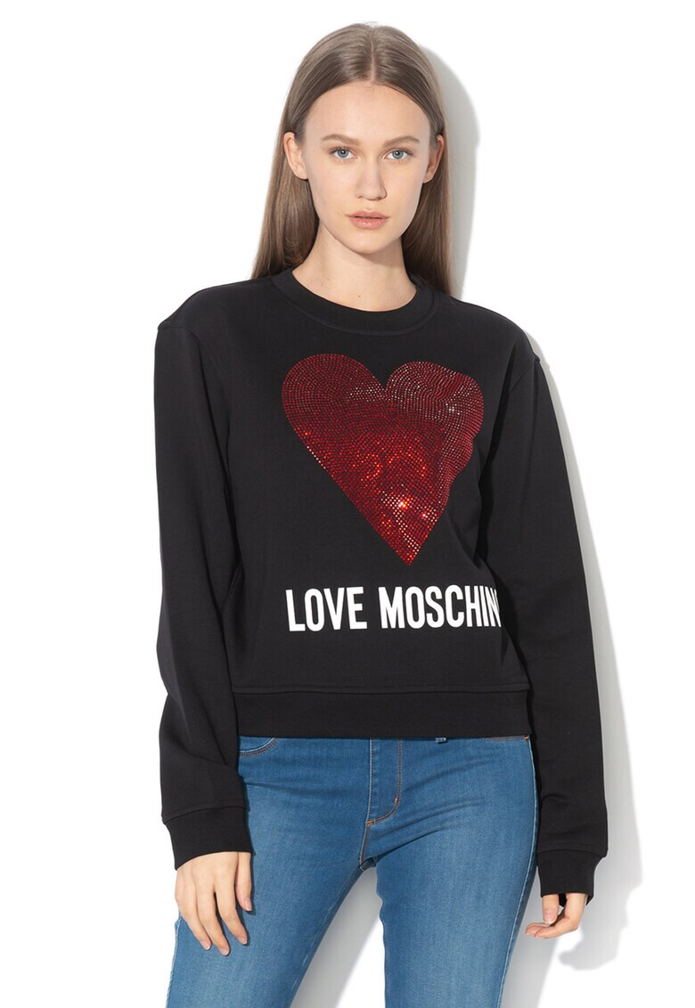 Love Moschino Суитшърт с декоративни камъни - Pepit.bg