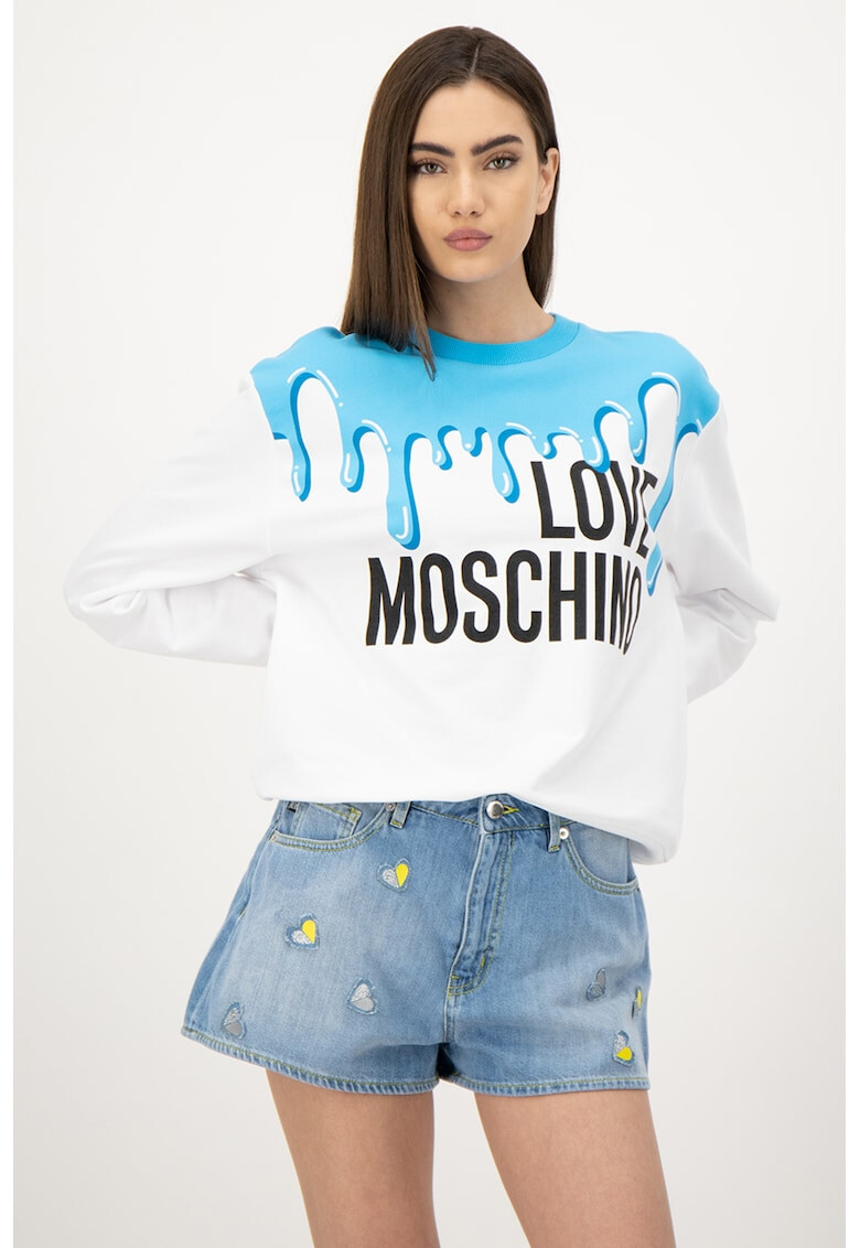 Love Moschino Суитшърт с лого и овално деколте - Pepit.bg