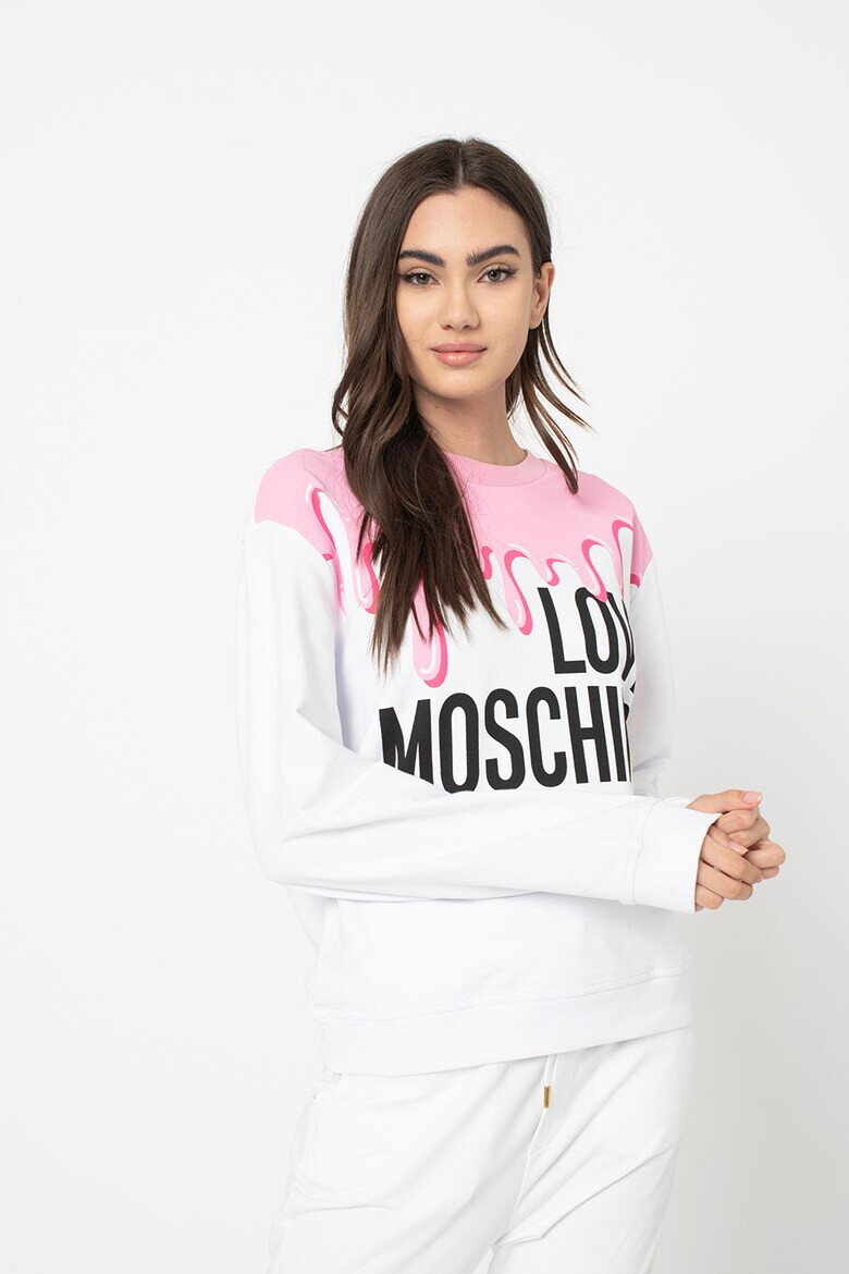 Love Moschino Суитшърт с лого и овално деколте - Pepit.bg