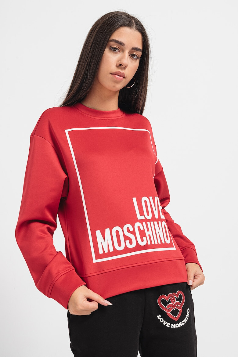 Love Moschino Суитшърт с овално деколте и логоь - Pepit.bg