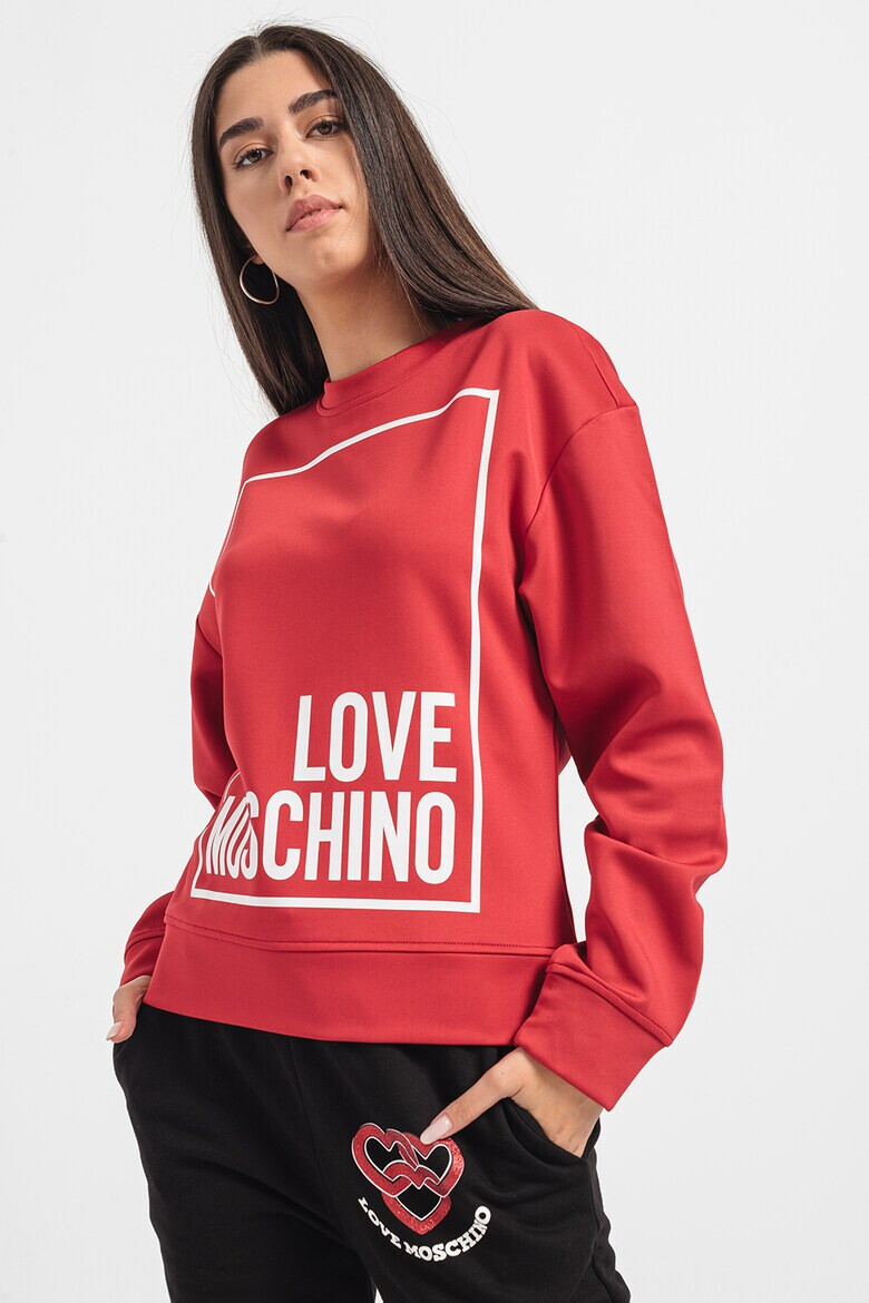 Love Moschino Суитшърт с овално деколте и логоь - Pepit.bg