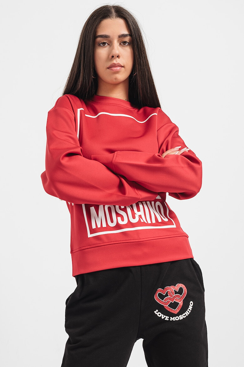 Love Moschino Суитшърт с овално деколте и логоь - Pepit.bg