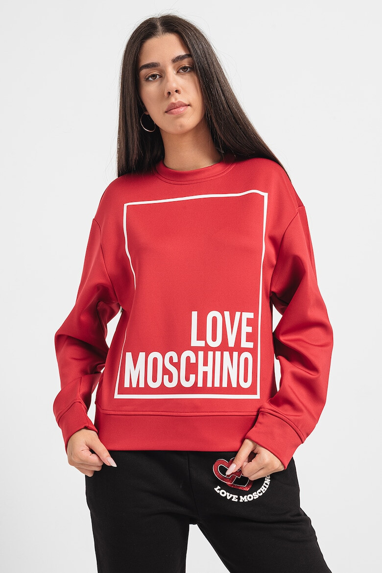 Love Moschino Суитшърт с овално деколте и логоь - Pepit.bg