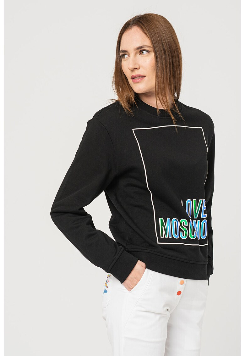 Love Moschino Суитшърт с овално деколте и преливащо се лого - Pepit.bg