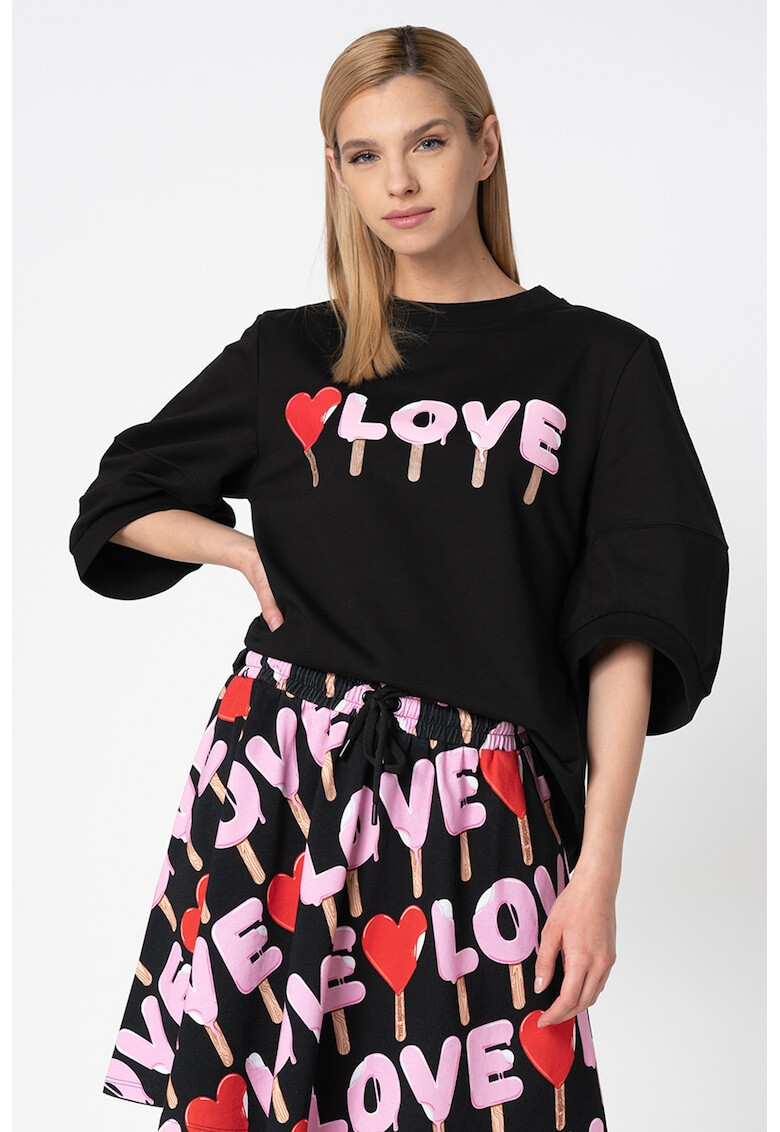 Love Moschino Суитшърт с уголемен дизайн и лого - Pepit.bg