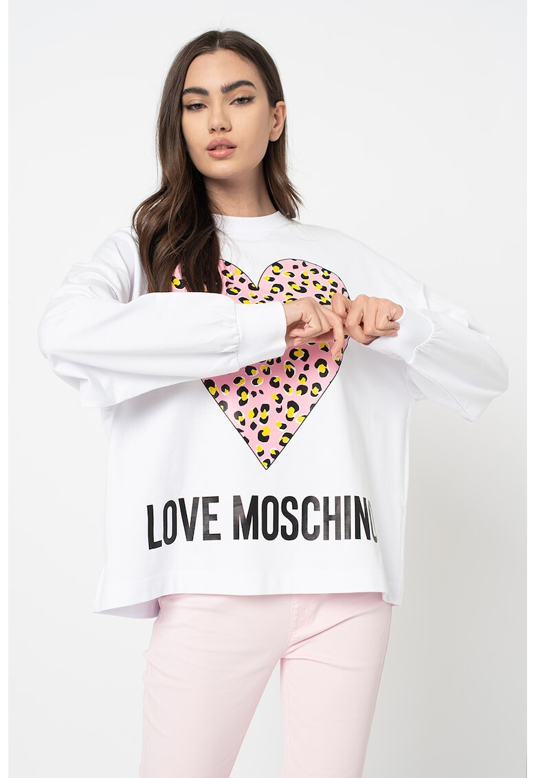 Love Moschino Уголемен суитшърт с лого - Pepit.bg