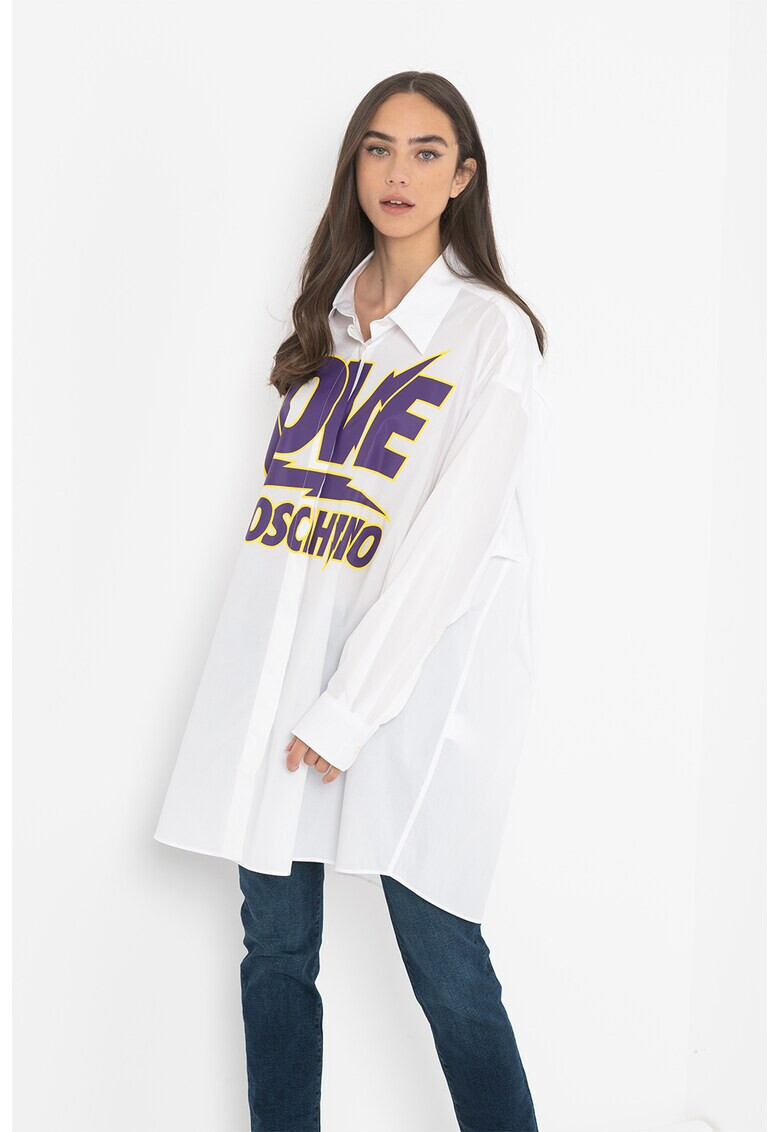 Love Moschino Уголемена риза с контрастно лого - Pepit.bg