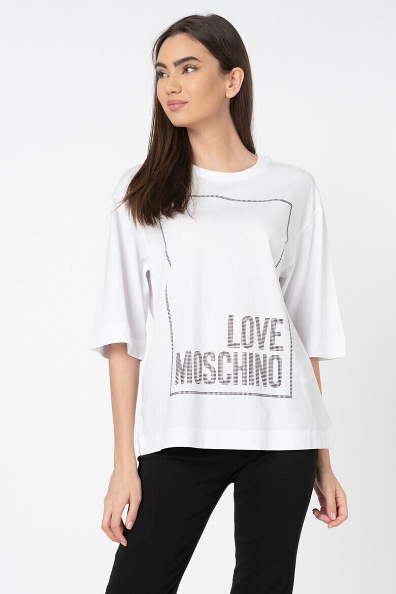 Love Moschino Уголемена тениска с лого - Pepit.bg