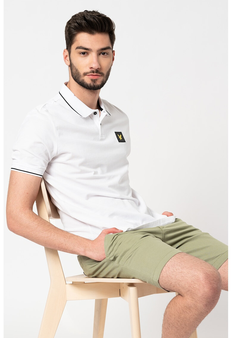 Lyle & Scott Памучна тениска с яка и пике ефект - Pepit.bg