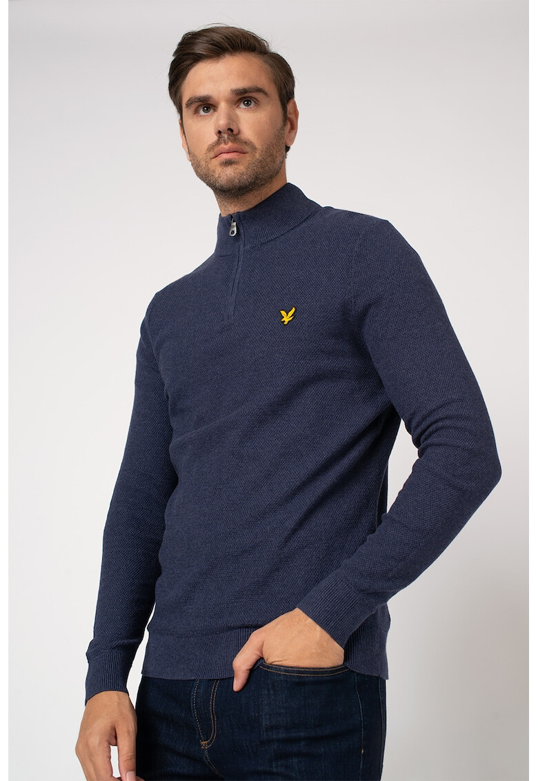 Lyle & Scott Пуловер с къс цип и бродирано лого - Pepit.bg