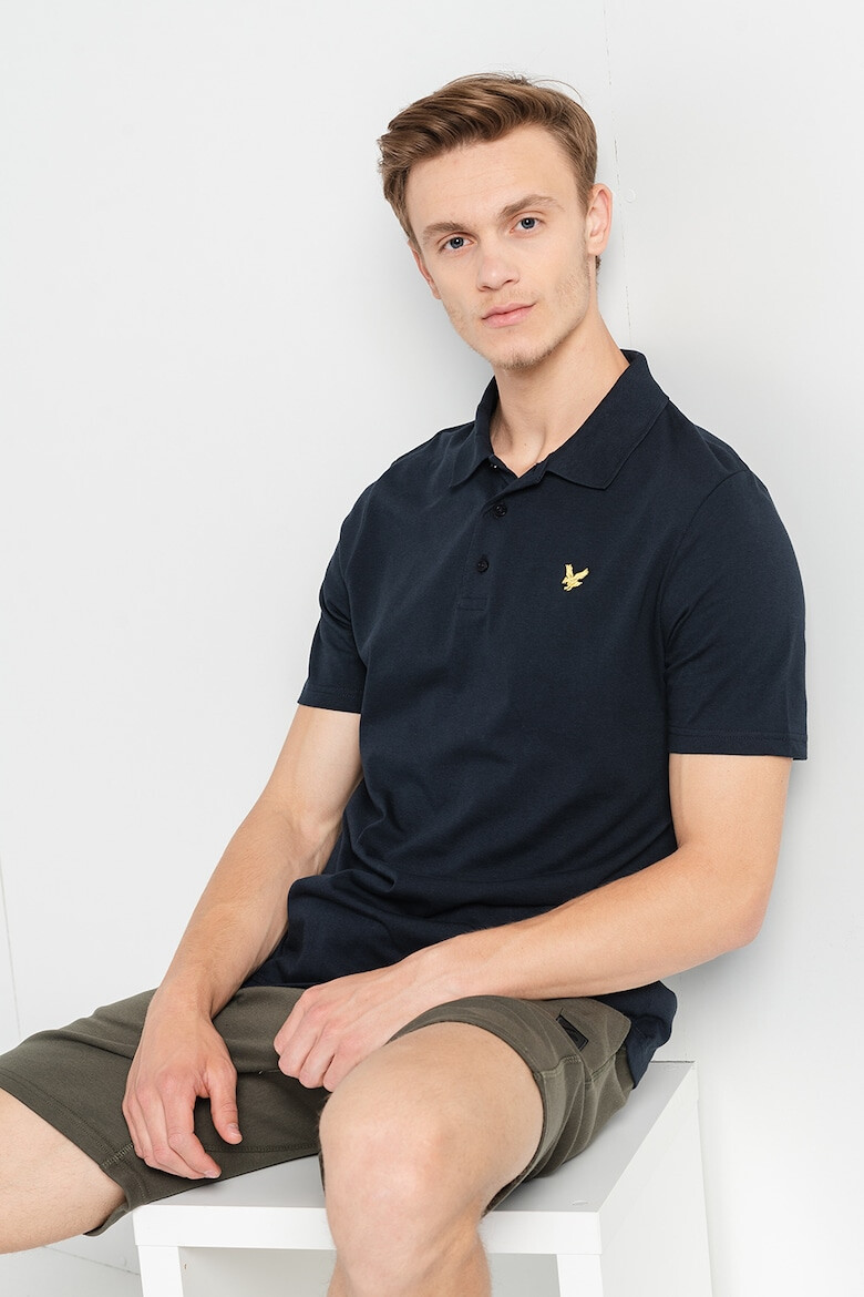 Lyle & Scott Тениска от памучно жарсе с яка - Pepit.bg