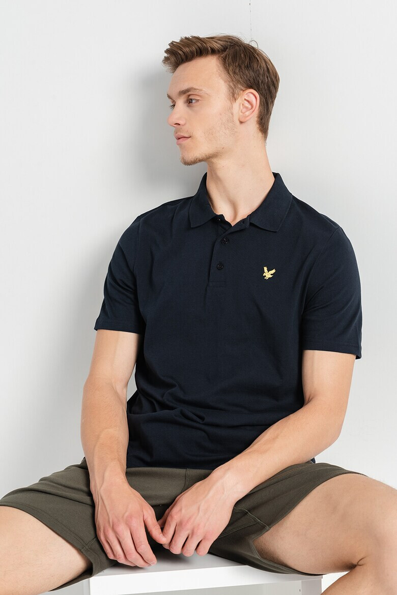 Lyle & Scott Тениска от памучно жарсе с яка - Pepit.bg