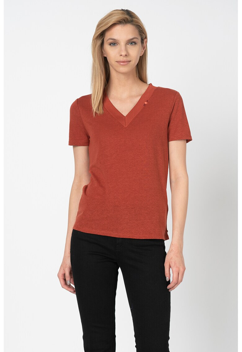 Maison Scotch Ленена блуза с шпиц деколте - Pepit.bg