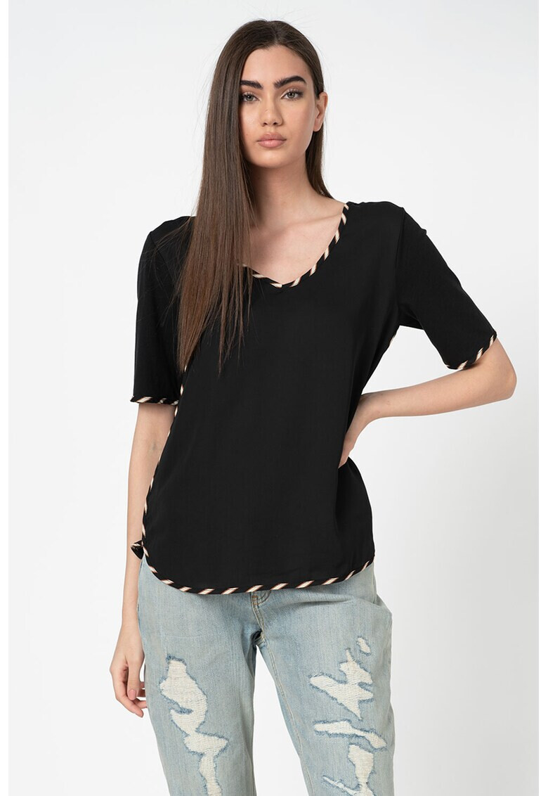 Maison Scotch Тениска с лиоцел и контрасти - Pepit.bg