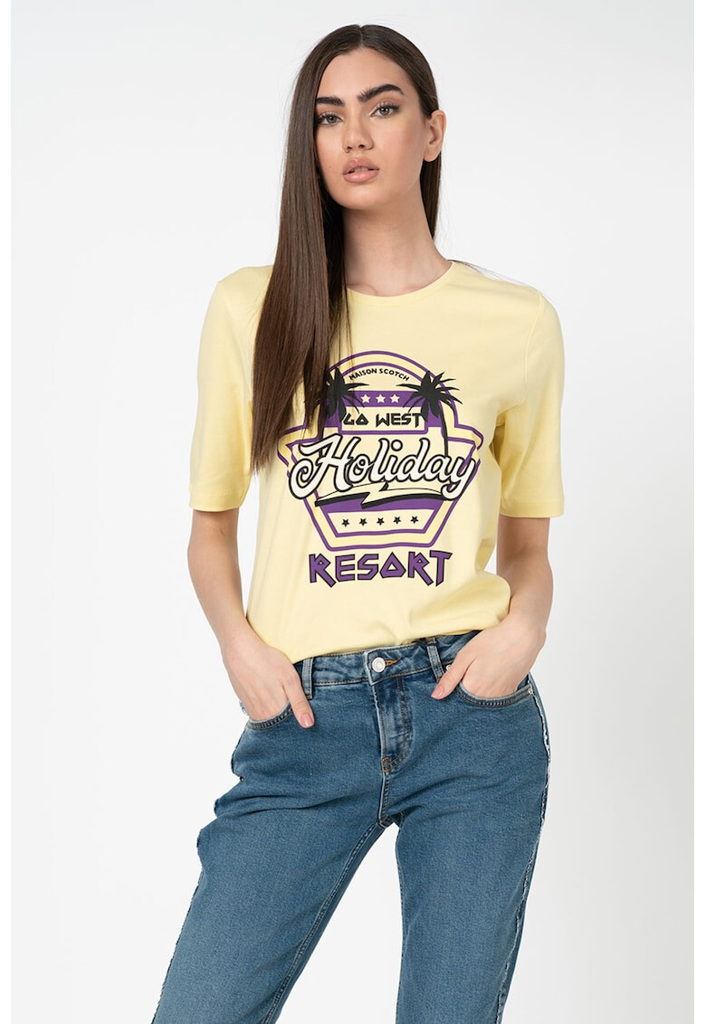 Maison Scotch Тениска с овално деколте - Pepit.bg