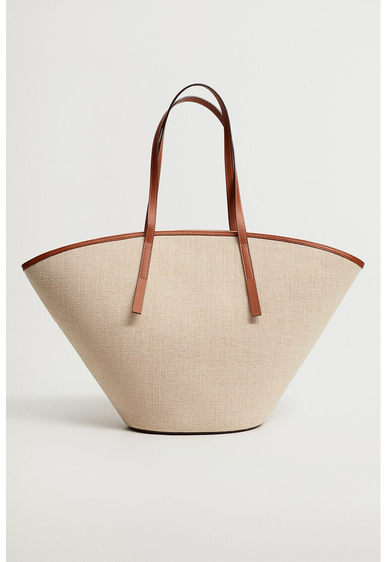 Mango Чанта Piana Jute с контрасти - Pepit.bg