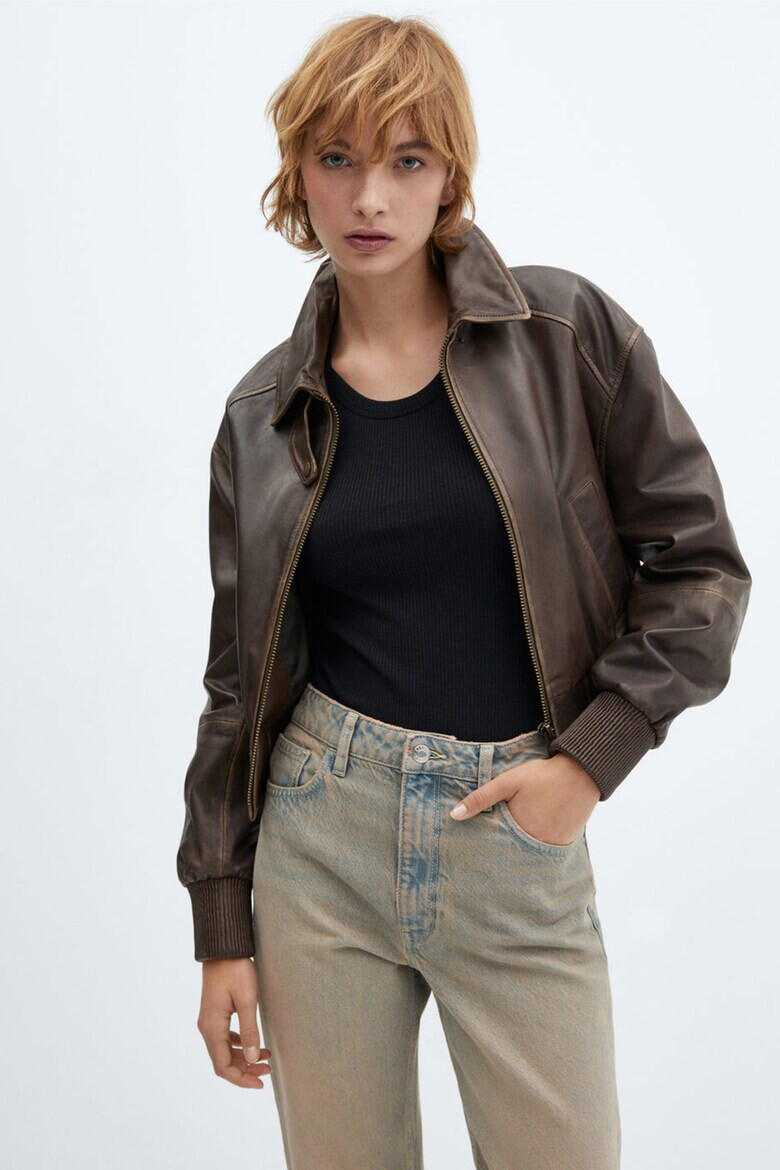 Mango Дънки стил Mom Fit с висока талия - Pepit.bg