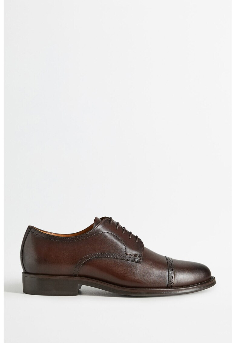 Mango Кожени обувки Madrid Derby с детайли Brogue - Pepit.bg