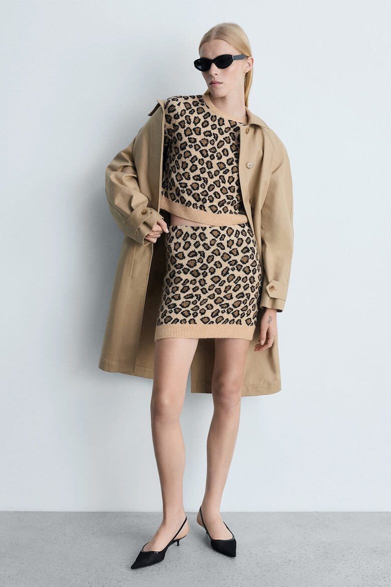 Mango Къс пуловер Leopard с шарка - Pepit.bg