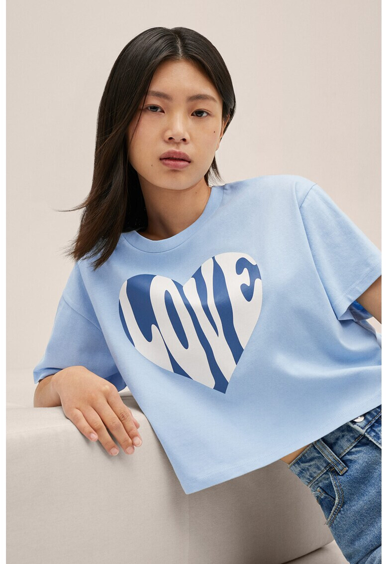 Mango Къса десенирана тениска Love - Pepit.bg