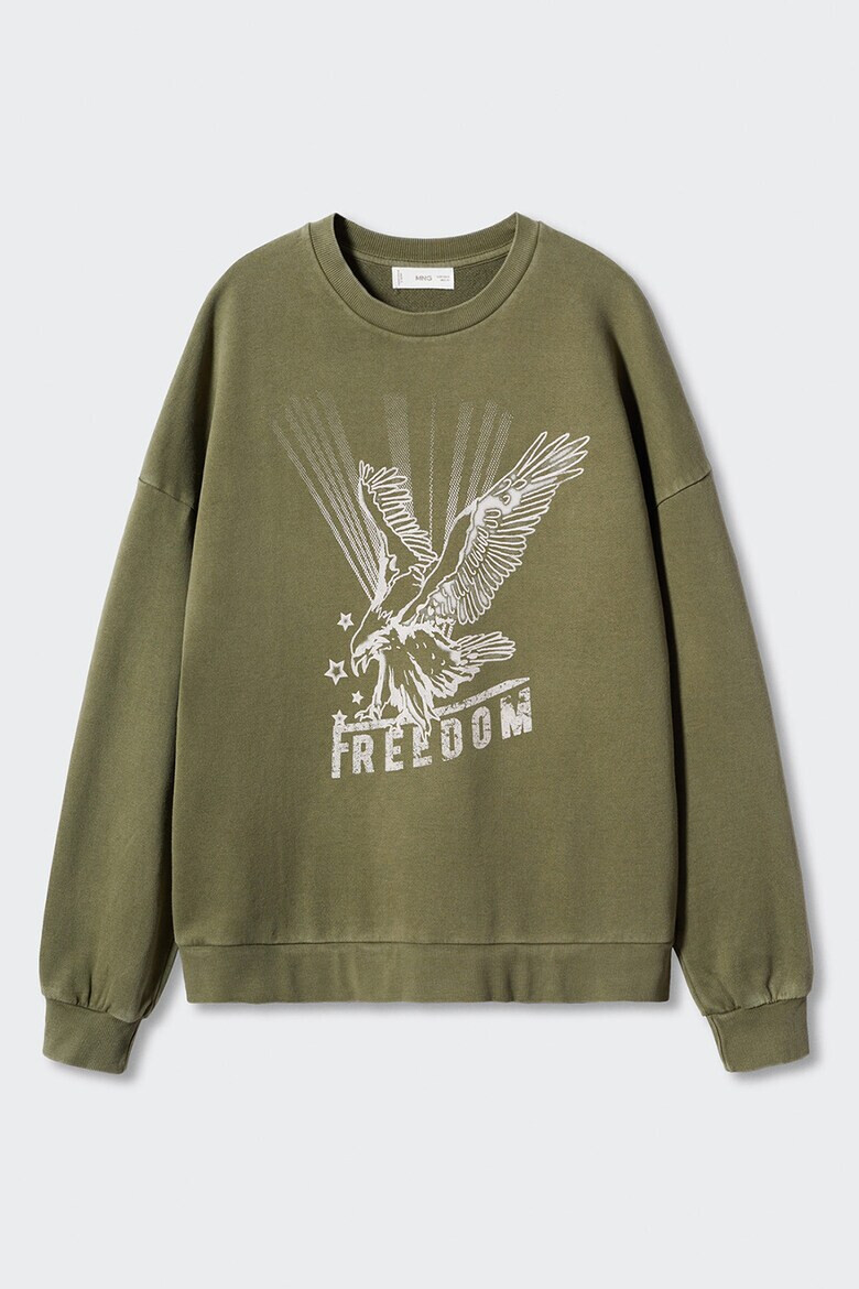 Mango Памучен суитшърт с шарка Freedom - Pepit.bg