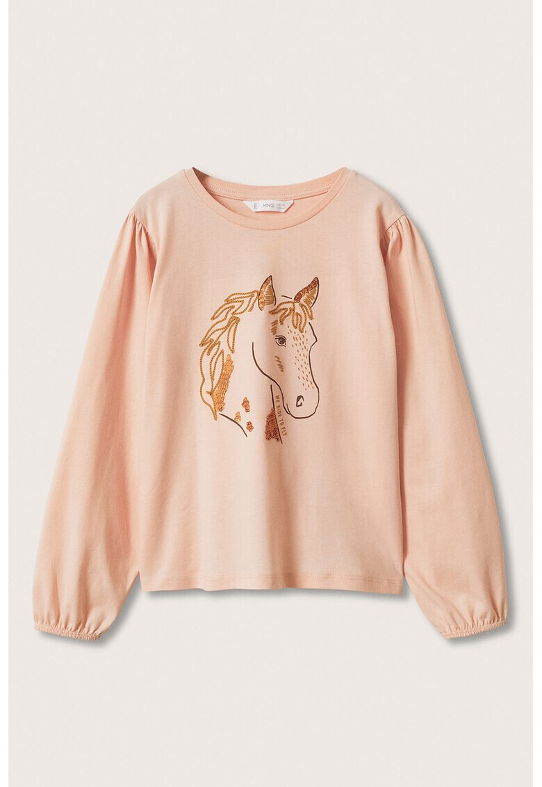 Mango Памучна блуза Horse с пайети - Pepit.bg