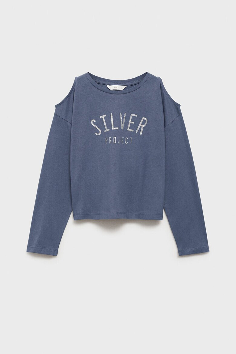 Mango Памучна блуза Silver с отвори на раменете - Pepit.bg