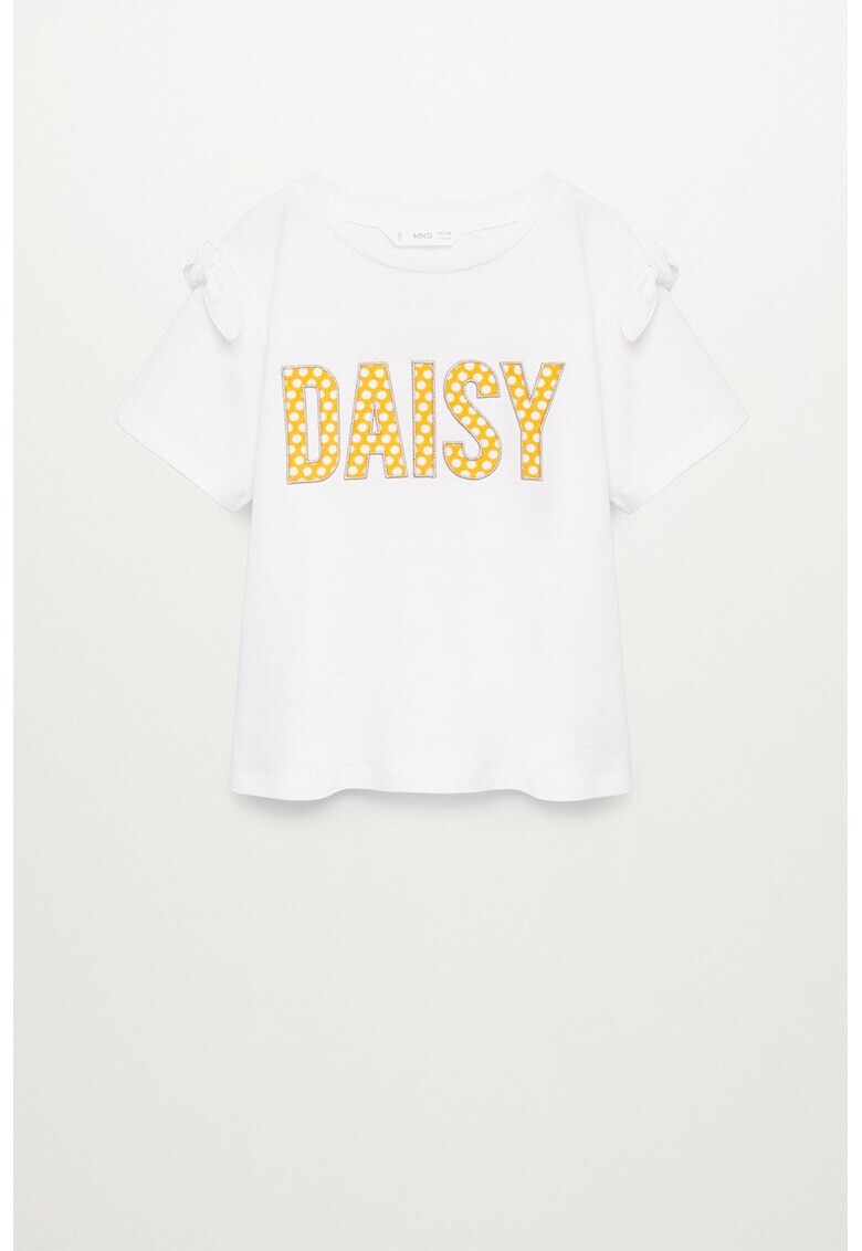 Mango Памучна тениска Daisy с набран детайл - Pepit.bg