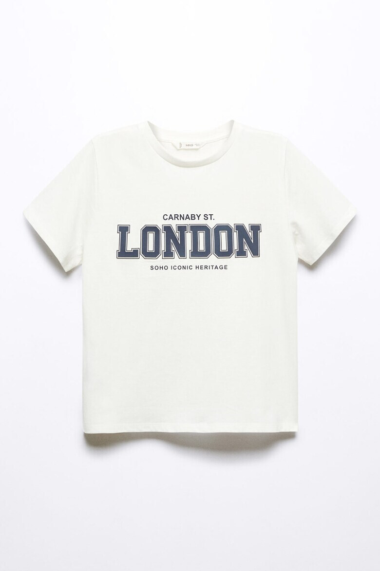 Mango Памучна тениска London с надпис - Pepit.bg