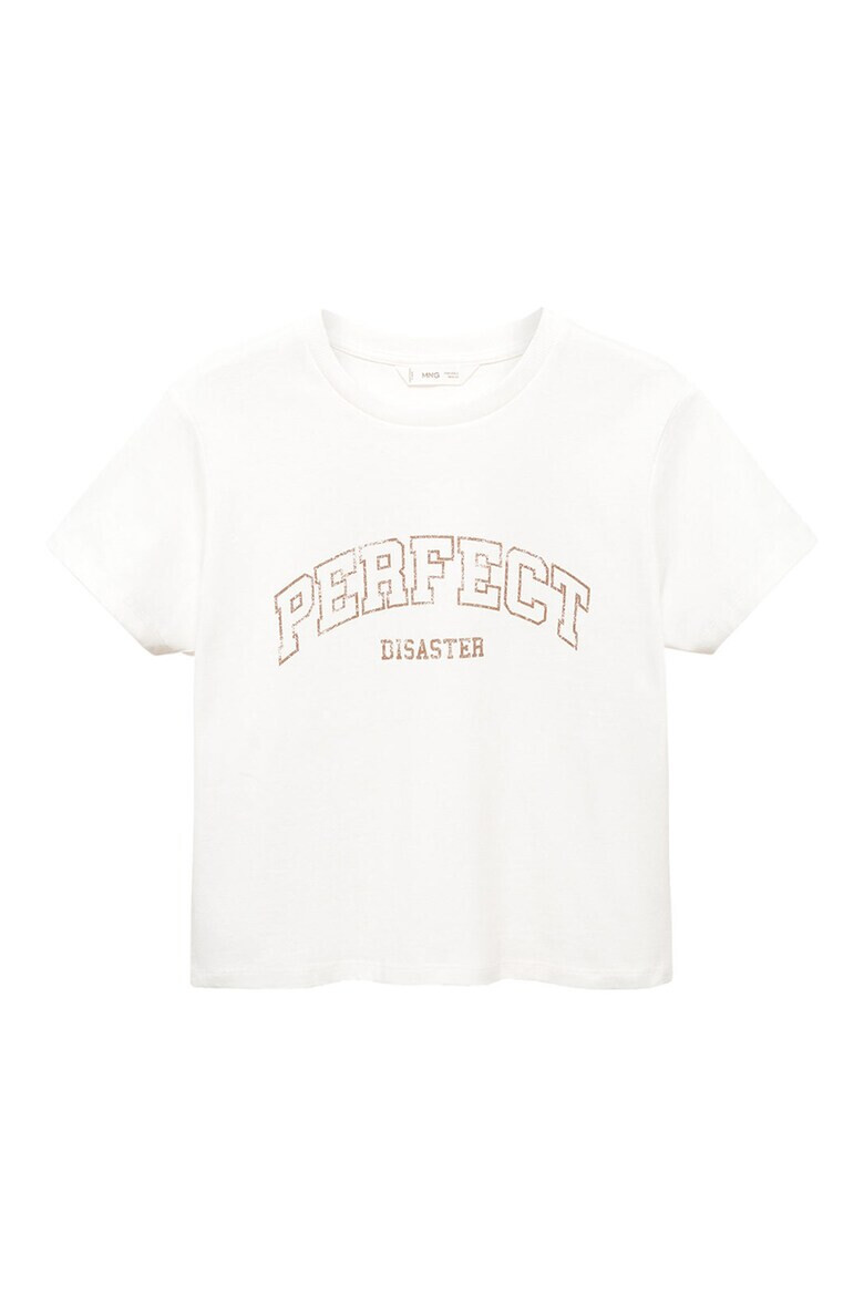 Mango Памучна тениска Perfect с надпис - Pepit.bg