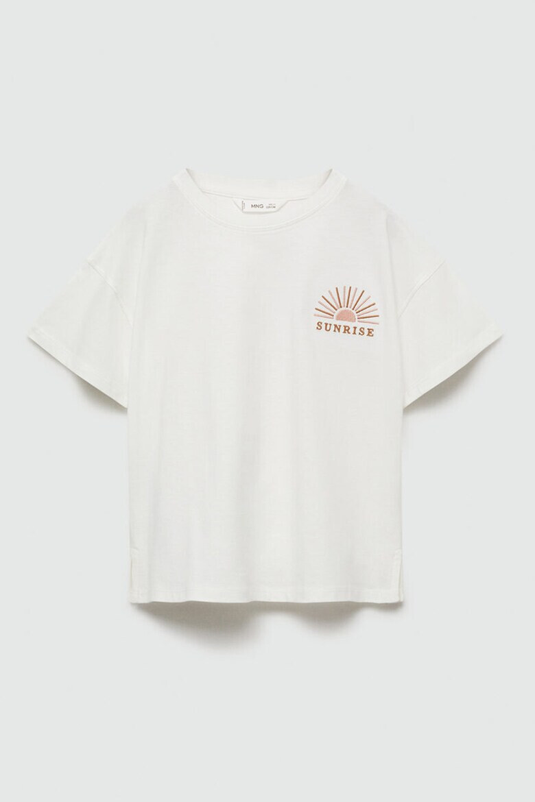 Mango Памучна тениска Sunrise с бродерия - Pepit.bg