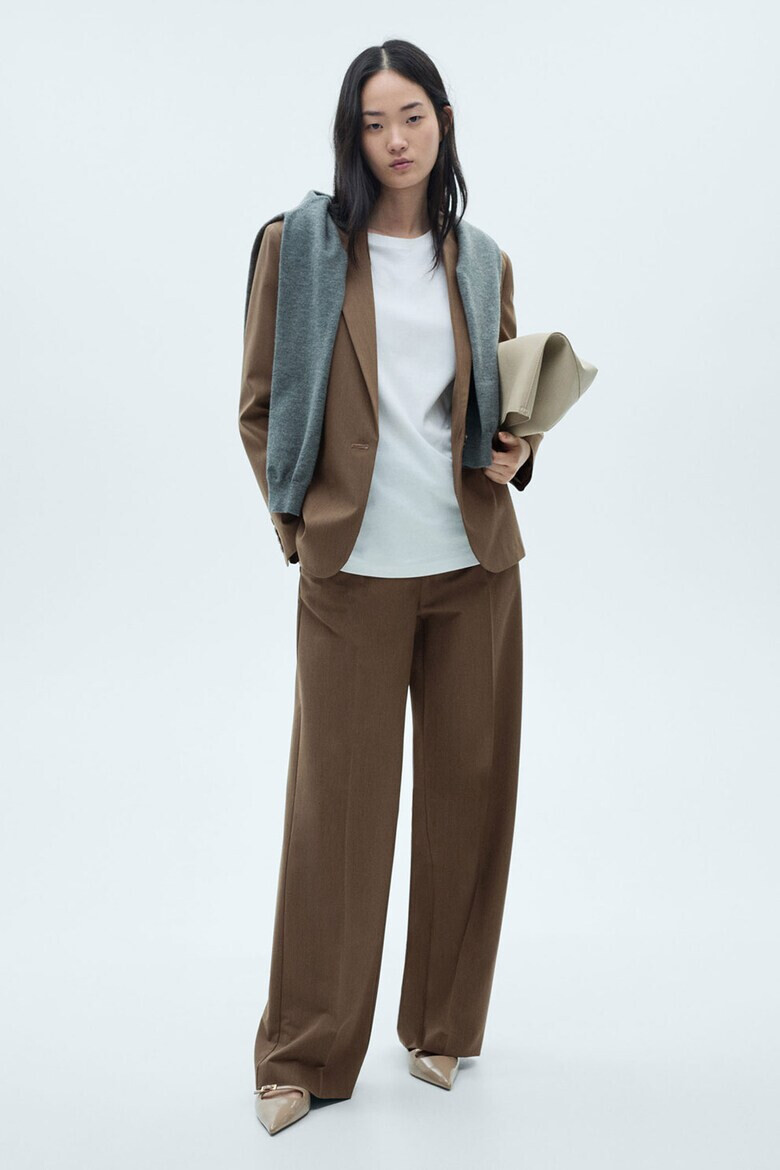 Mango Пепитен панталон Cardiff с широк крачол - Pepit.bg