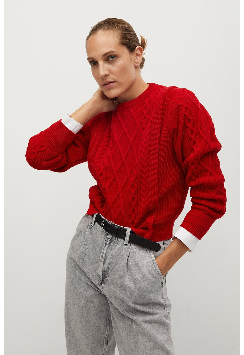 Mango Плетен пуловер Overall - Pepit.bg