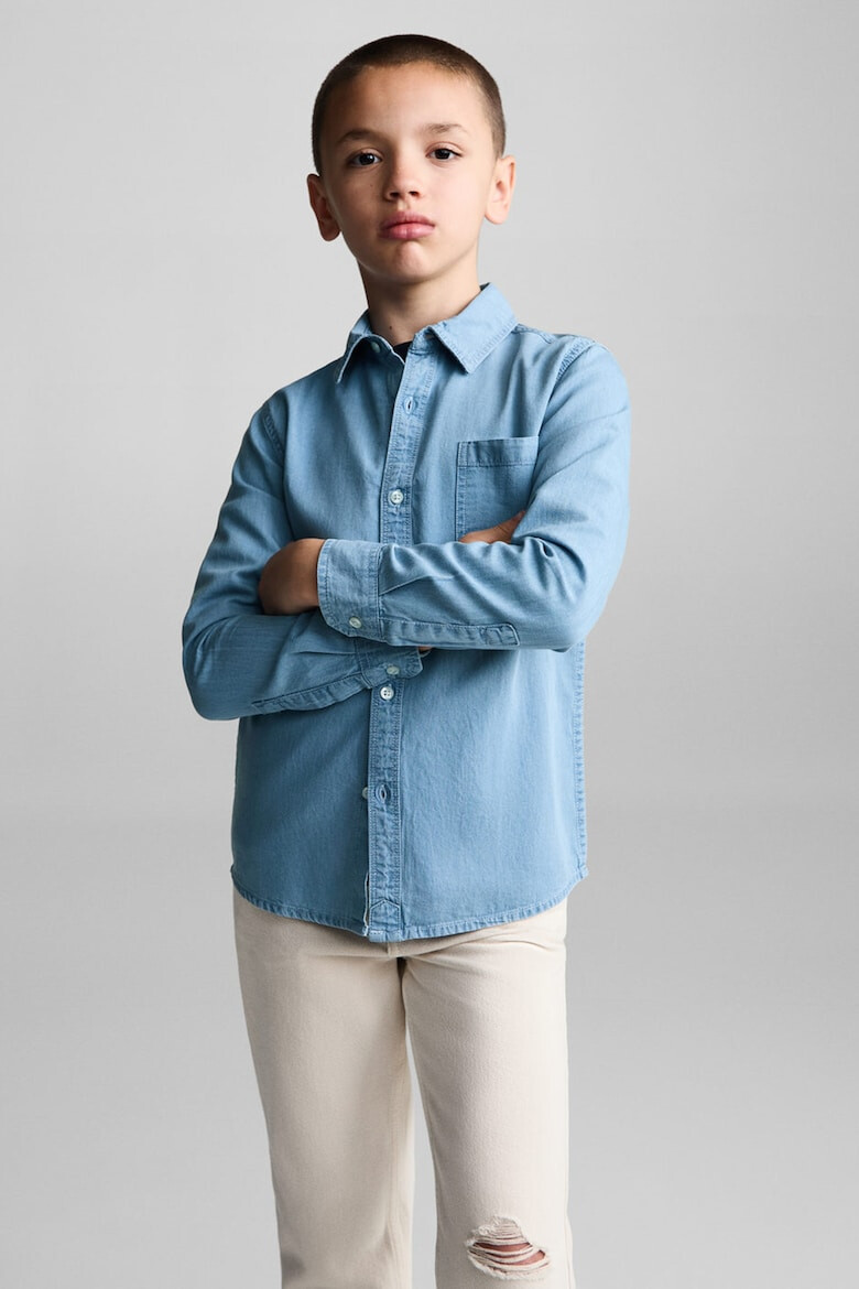Mango Риза Joan Chambray с пришит джоб на гърдите - Pepit.bg