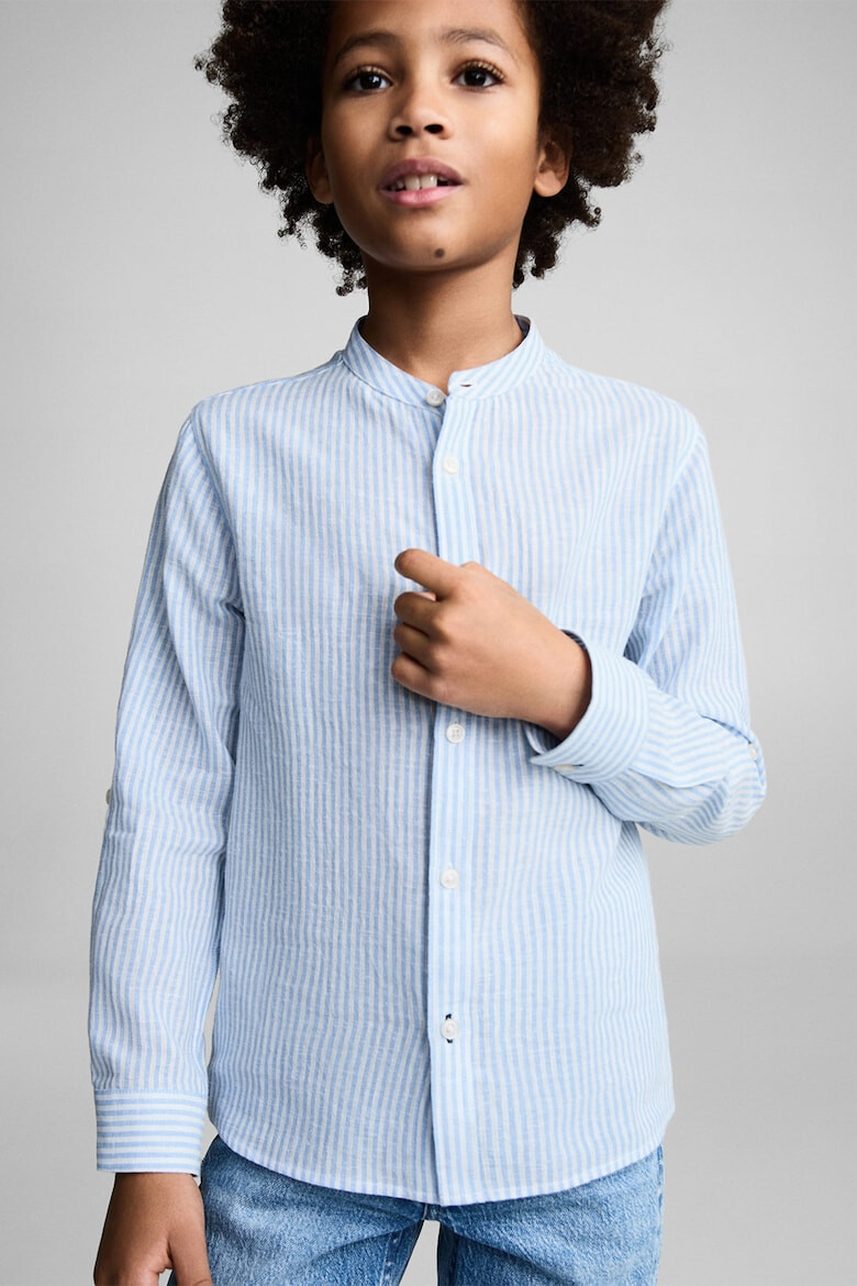 Mango Риза с лен с ниска яка - Pepit.bg