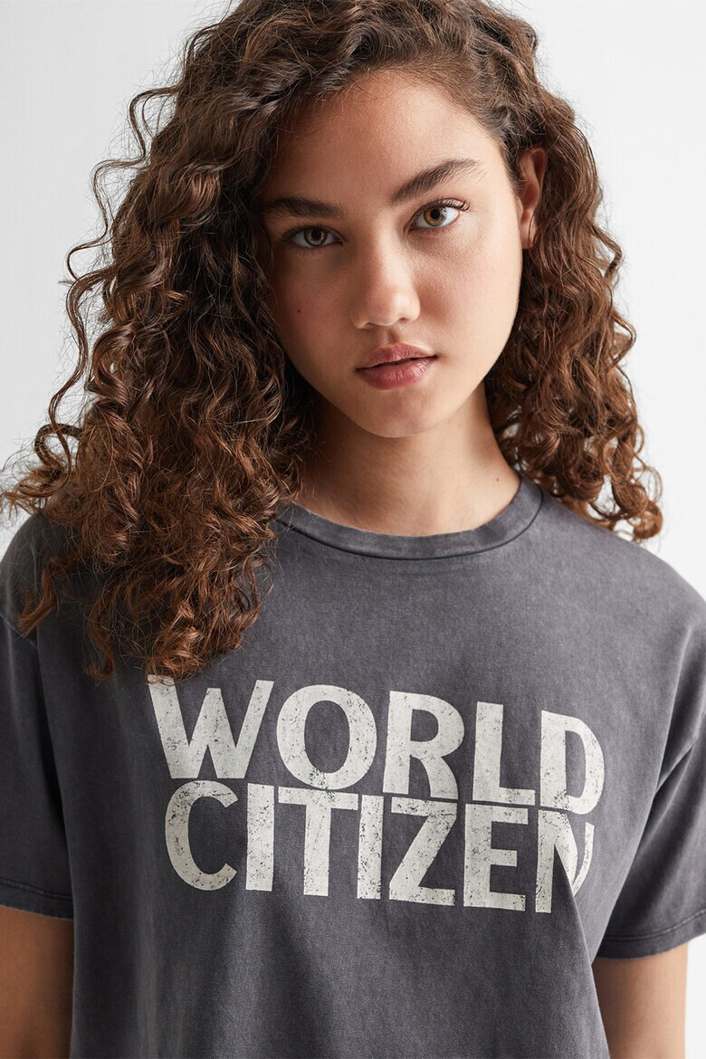 Mango Тениска Citizen с надпис - Pepit.bg