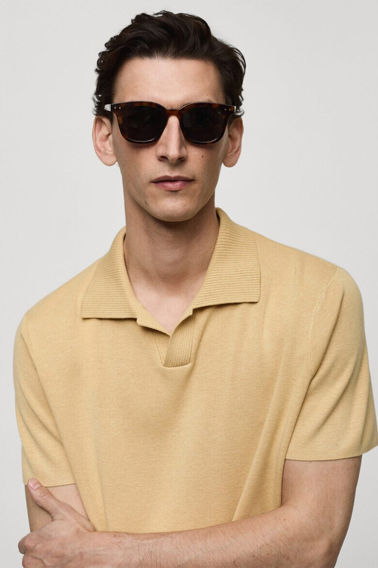 Mango Тениска Lino с яка - Pepit.bg