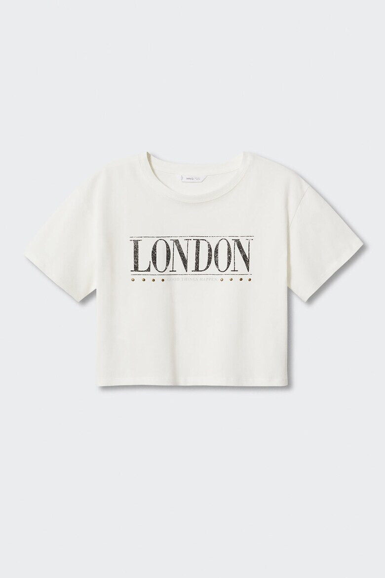 Mango Тениска London с надпис - Pepit.bg