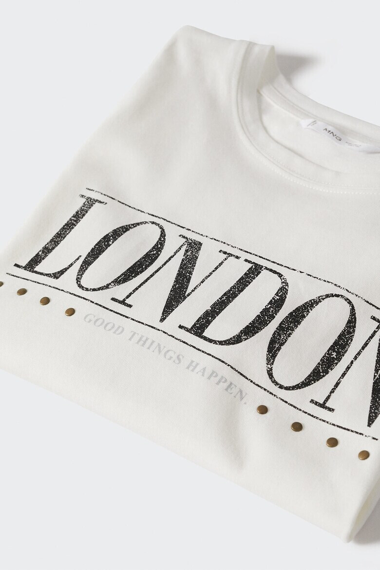Mango Тениска London с надпис - Pepit.bg